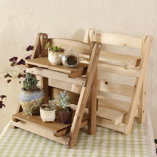 Foldable Wood Plant Stand