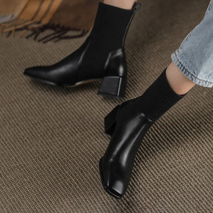 Women Chunky Heel Slip-on Ankle Boots