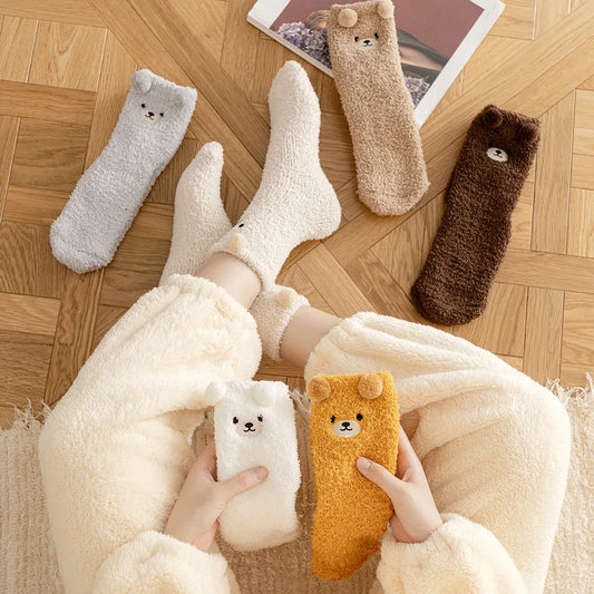 Plush Bear Winter Socks