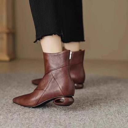 Asymmetric Sculptural Heel Bootie