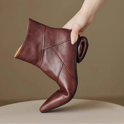 Asymmetric Sculptural Heel Bootie