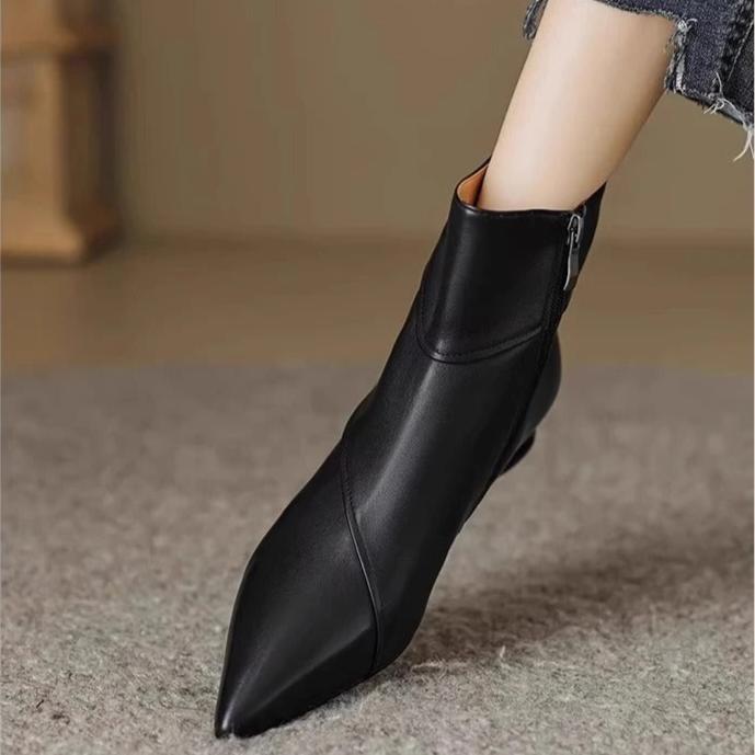 Asymmetric Sculptural Heel Bootie