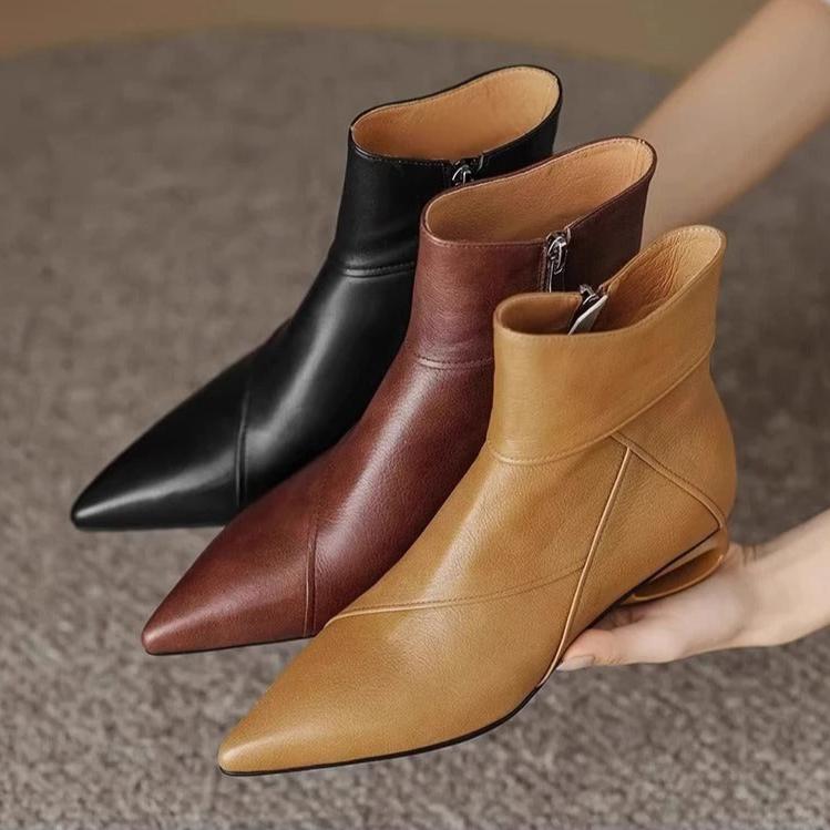 Asymmetric Sculptural Heel Bootie