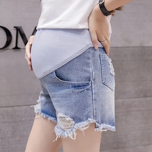 Ripped Maternity Jeans Shorts